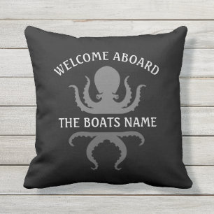 Welcome Aboard with Personalized Boat Name Octopus Cushion