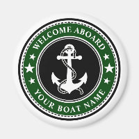 Welcome Aboard Your Boat Name Anchor Stars Forest