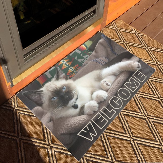 Welcome Adorable Blue Eyed Siamese Kitten Doormat (Creator Uploaded)