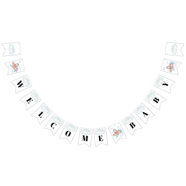 Welcome Aeroplane Baby Shower Penguin Bunting (All)