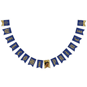 Welcome African Prince  Royal Blue & Gold Glitter Bunting