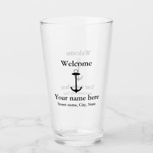 Welcome anchor simple design add name place detail glass