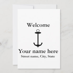 Welcome anchor simple design add name place detail holiday card