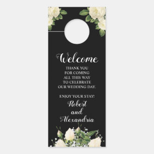 Welcome and Do not Disturb Wedding White Roses Door Hanger
