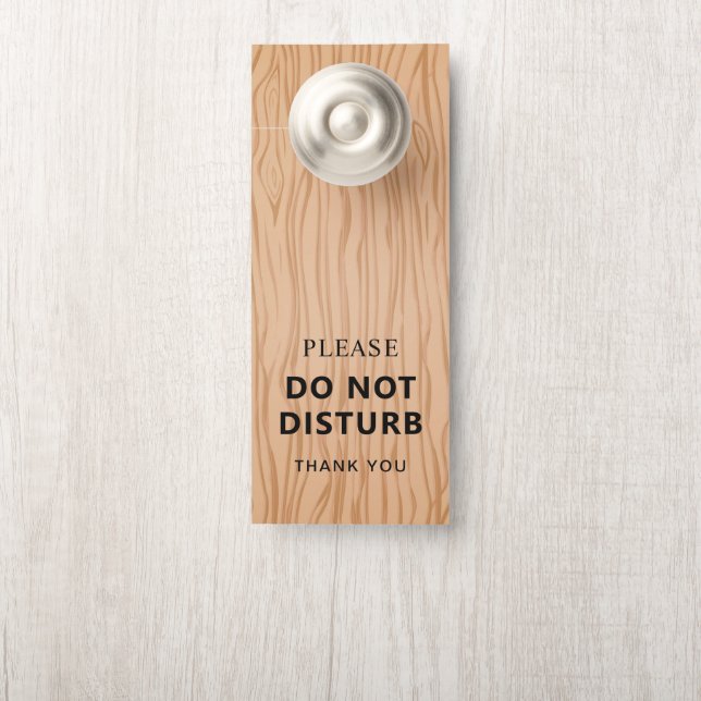 Welcome and Do Not Disturb Wood Pattern Door Hanger (On Knob)