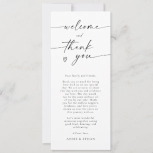Welcome and Thank You Card for Reception Plates