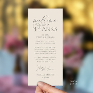 "Welcome and Thanks" Classy Reception Guest Card