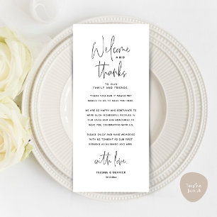 Welcome and Thanks, Place Setting Thank You Card