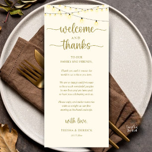 "Welcome and Thanks" Rustic Reception Guest Card