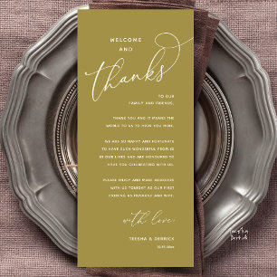 Welcome and Thanks, Wedding Dinner Thank You Card
