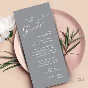 Welcome and Thanks, Wedding Dinner Thank You Card