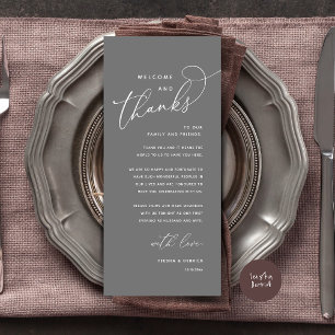 Welcome and Thanks, Wedding Dinner Thank You Card