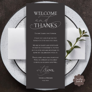 Welcome and Thanks, Wedding Dinner Thank You Card