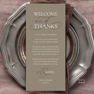 Welcome and Thanks, Wedding Dinner Thank You Card