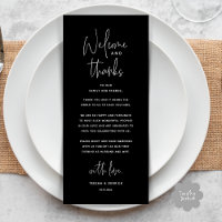 Welcome and Thanks, Wedding Dinner Thank You Card