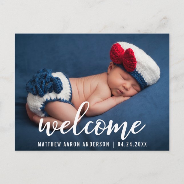 Welcome Announcement New Baby Modern Postcard (Front)