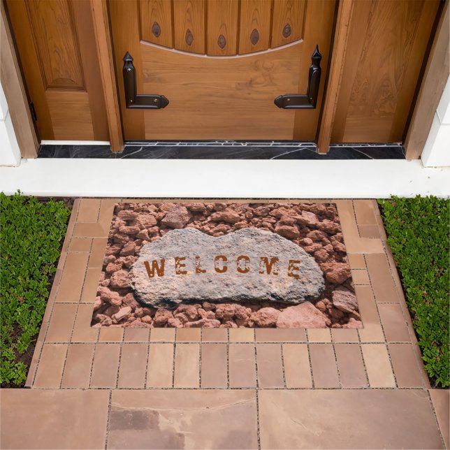 WELCOME Arizona Southwest Lava Rock Stepping Stone Doormat (Outdoor)