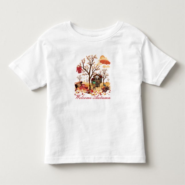 Welcome Autumn Fall Scenery Toddler T-Shirt (Front)