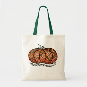 Welcome Autumn filigree pumpkin Tote Bag