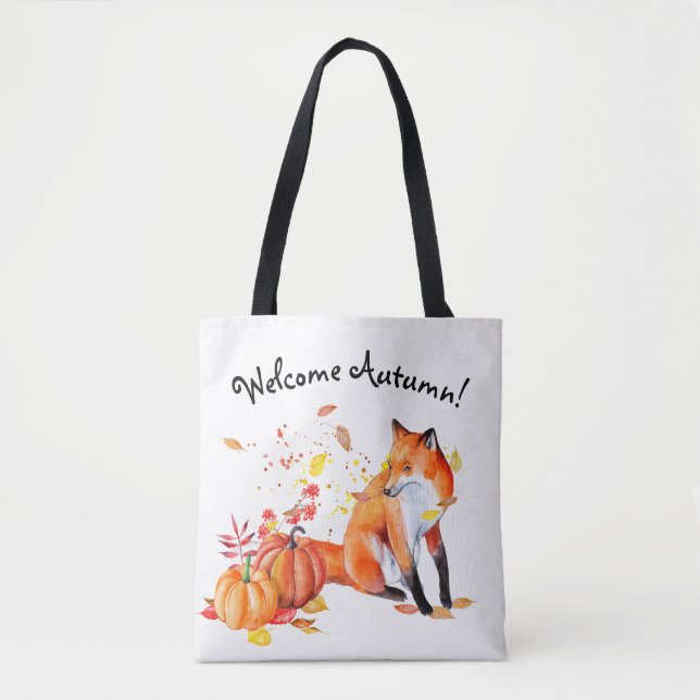 Welcome Autumn Fox Tote Bag (Front)