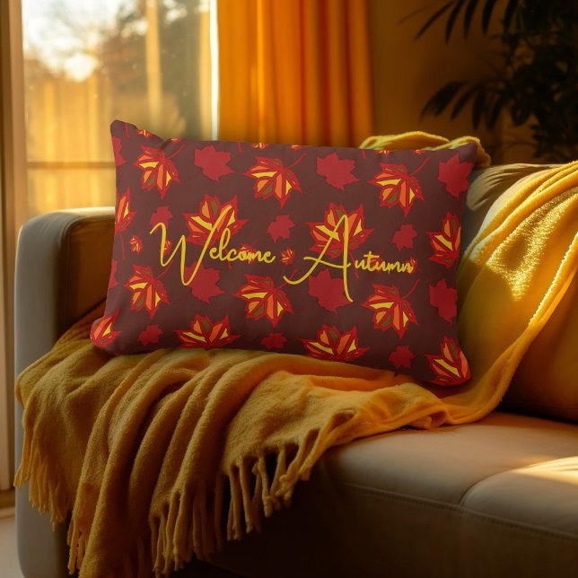 Welcome Autumn Maple Leaves Pillow (Creator Uploaded)