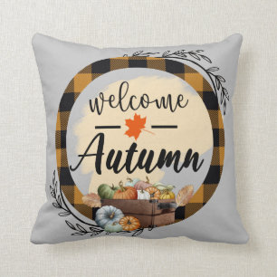 Welcome Autumn Pumpkin Vintage Cotton 16"X16 Cushion