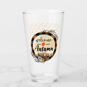 Welcome Autumn Pumpkin Vintage Glass