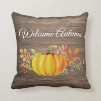 Welcome Autumn Rustic Watercolor Pumpkin