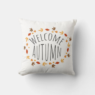 Welcome Autumn with Leaves Cushion
