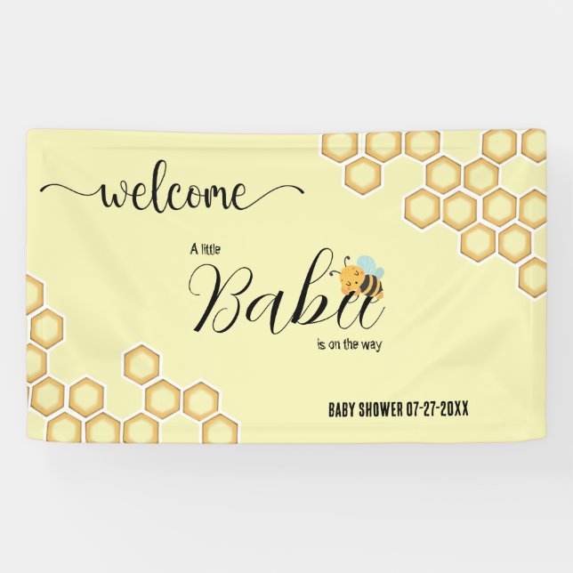 Welcome Babee on the way Date Baby Shower  Banner (Horizontal)