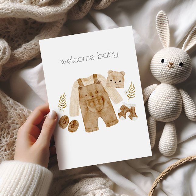 Welcome Baby Bear Boho Congratulations Card (Creator Uploaded)