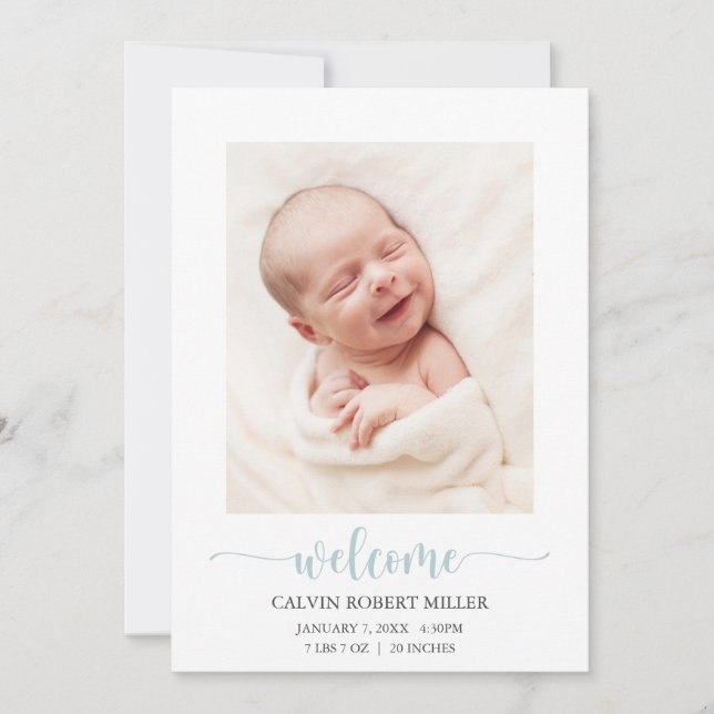 Welcome Baby Birth Announcement Photo Card (Front)