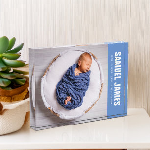 Welcome Baby Blue Photo Block