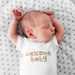Welcome Baby Boho Lettering Colorful Infant Bodysuit