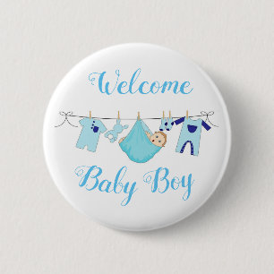 Welcome Baby Boy 6 Cm Round Badge