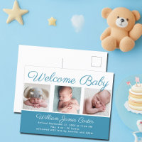 Welcome Baby Boy Blue Cute Newborn Photo Birth
