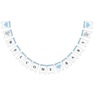 Welcome Baby Boy Blue Elephant Shower Sprinkle Bunting