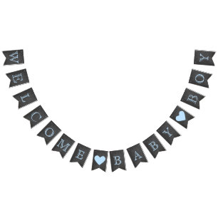 Welcome Baby Boy Chalkboard Look Bunting