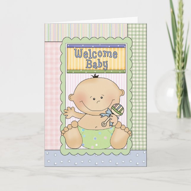 Welcome Baby Boy Congratulations Greeting Card (Front)