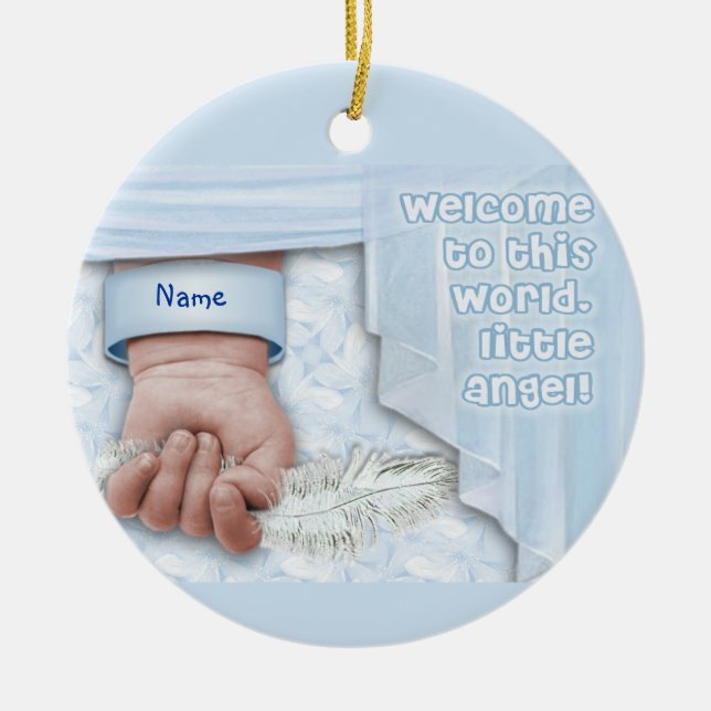 Welcome Baby Boy (customisable) Ceramic Ornament (Front)