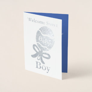Welcome Baby Boy Gold Foil Greeting Card