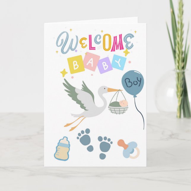 Welcome Baby Boy Greeting Card (Front)