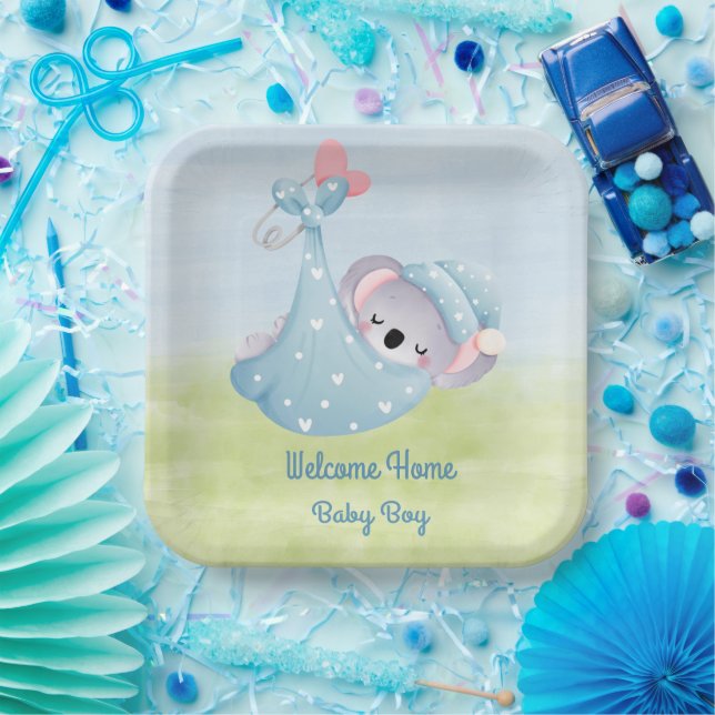 Welcome Baby Boy Paper Plate (Party)