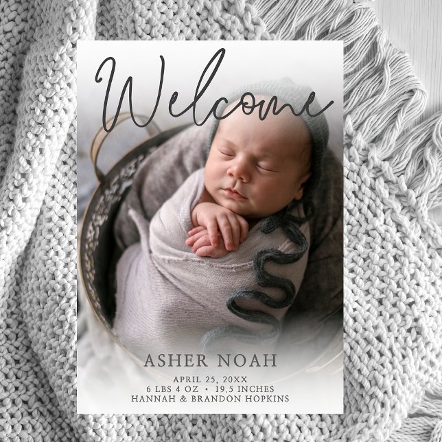 Welcome Baby Boy Photo Birth Announcement (Creator Uploaded)