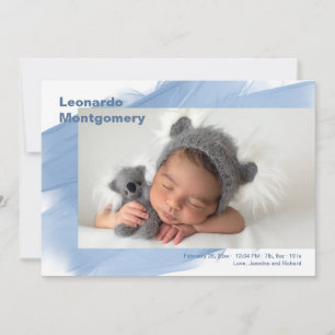 Welcome Baby Boy Photo Birth Announcement