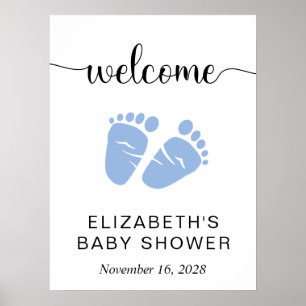 Welcome Baby Boy Shower Blue Feet Poster