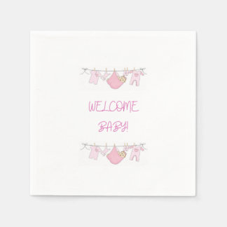 Welcome Baby Clothesline - Napkins - Baby Girl