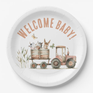 Welcome Baby Country Farm Floral Paper Plate
