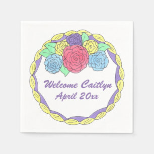 Welcome Baby Custom Cake Due Date Shower Napkins