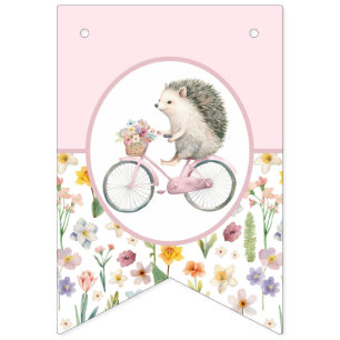 Welcome Baby Cute Hedgehog Floral Baby Shower Bunting